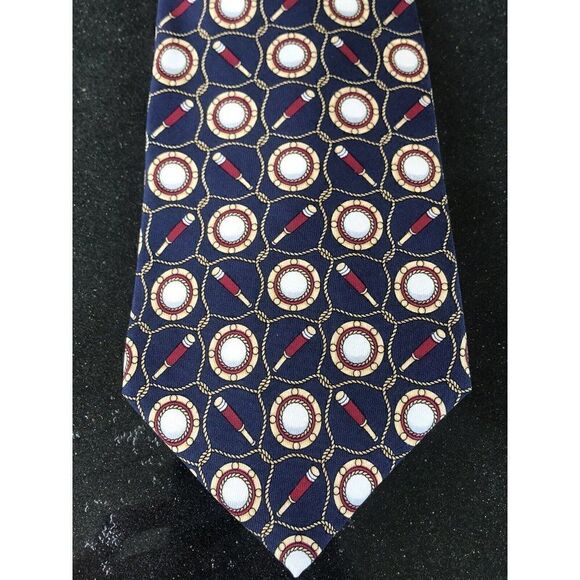 Mens Necktie Tie Italy Silk Tommy Hilfiger Nautical Blue - Picture 1 of 7